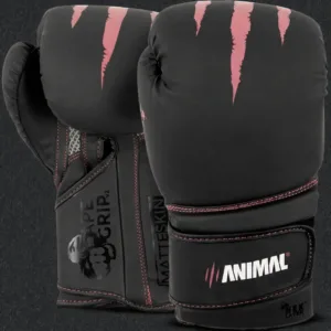 Predator Series pink accent 10oz girls boxing gloves shown upright displaying front and palm profiles.